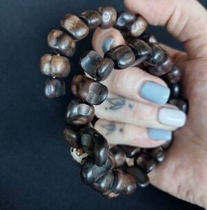 Chunky Wooden Beaded Wrap Bracelet With Leopard Print Beads
